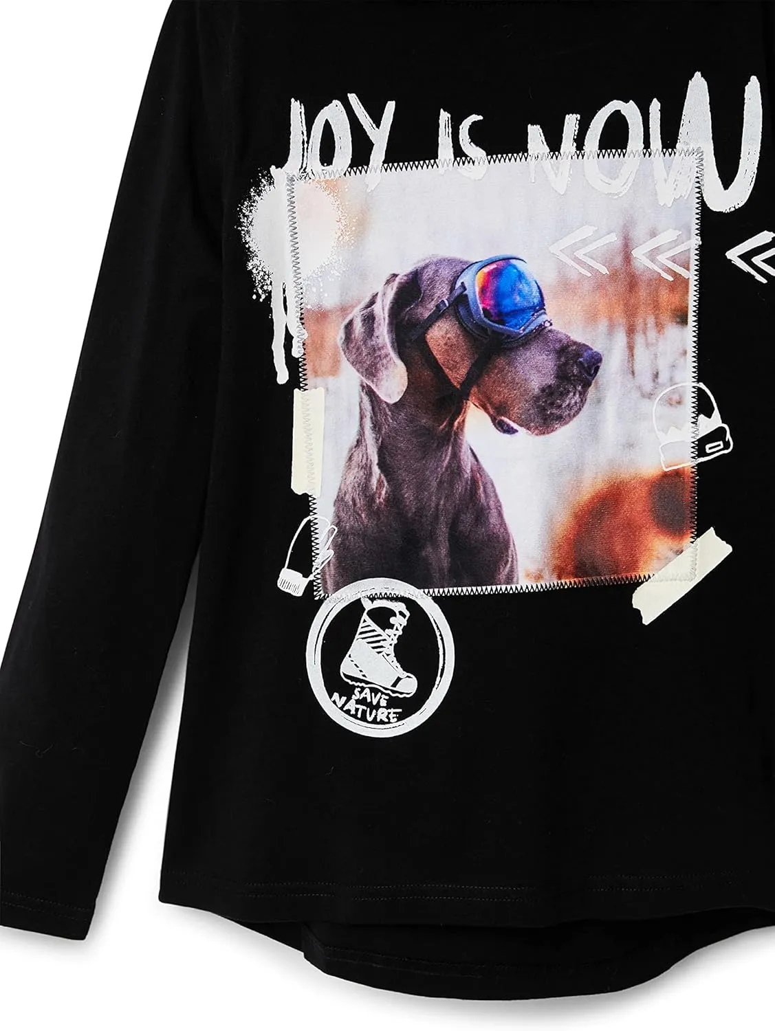 Desigual Jungen Langarmshirt - Schwarz Baumwolle 22WBTK10/2000