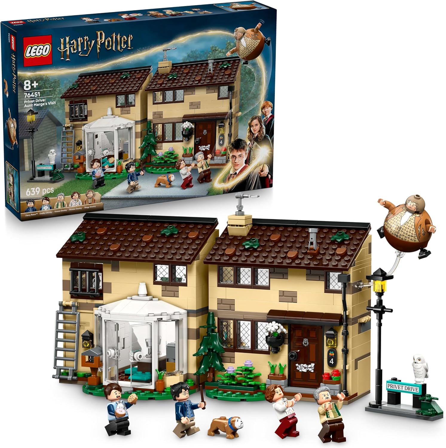 LEGO® Harry Potter™ 76451 Ligusterweg: Tante Magdas Besuch – Verpackung, Zubehör und Details sichtbar