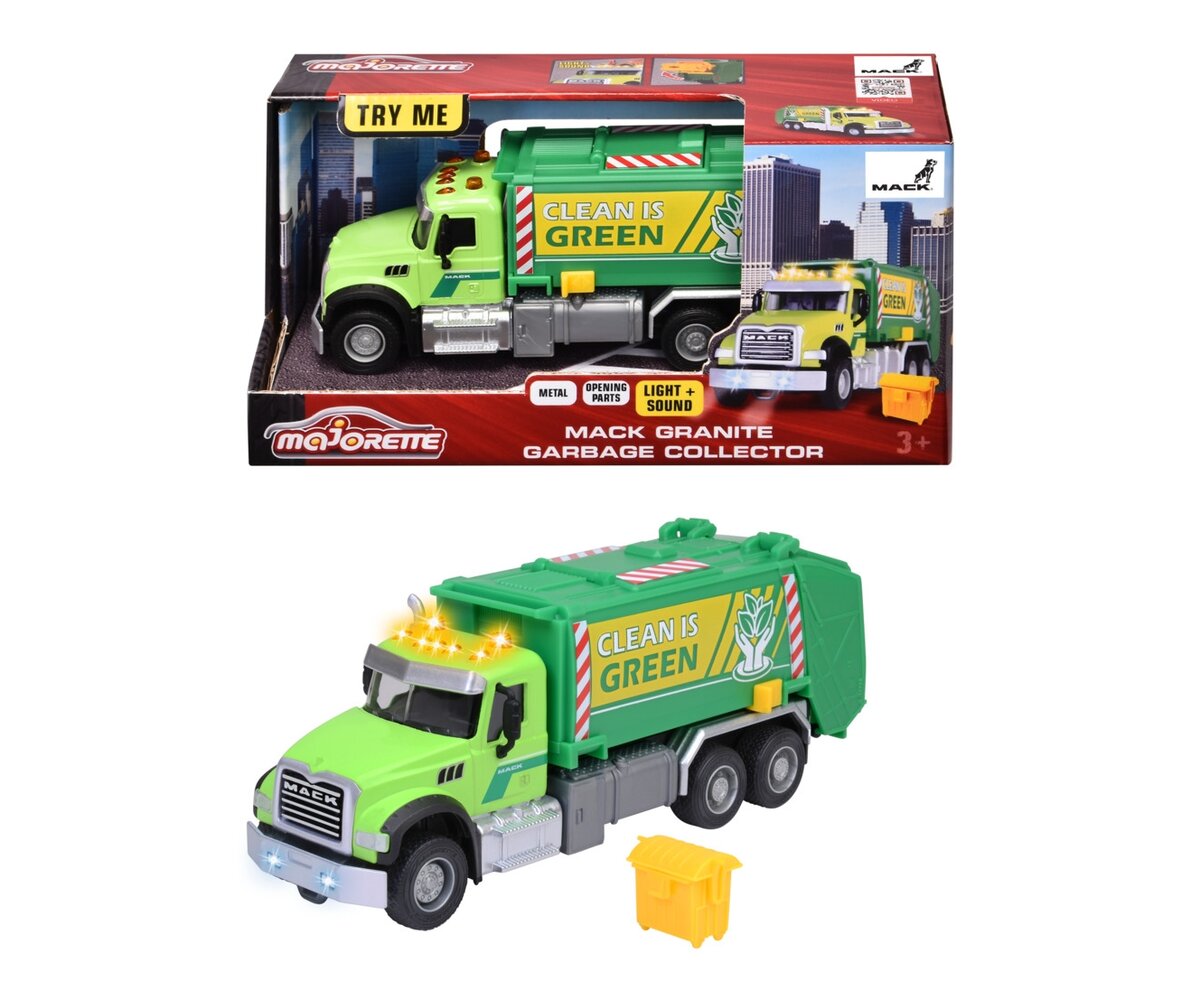 Majorette, Mack, Granite, Garbage, Truck, 213743007, Spielzeug, Maschine, Rad