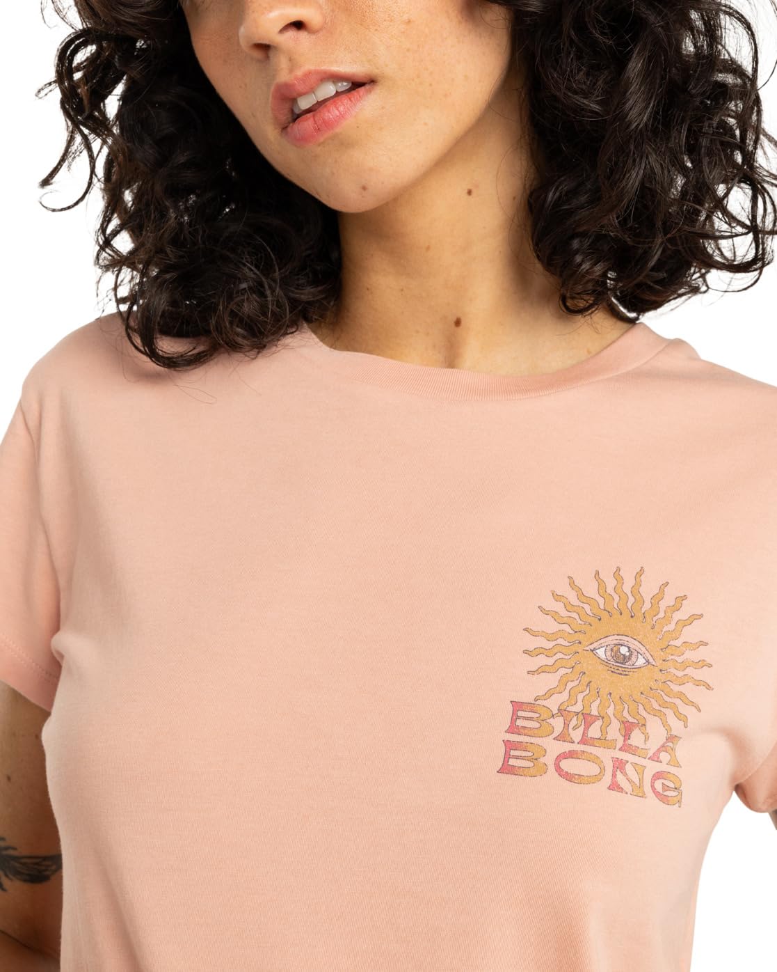 Billabong, Vibes, Around, T-Shirt, mit, kurzen, Ärmeln, für, Frauen., Hellorange, GR., L
