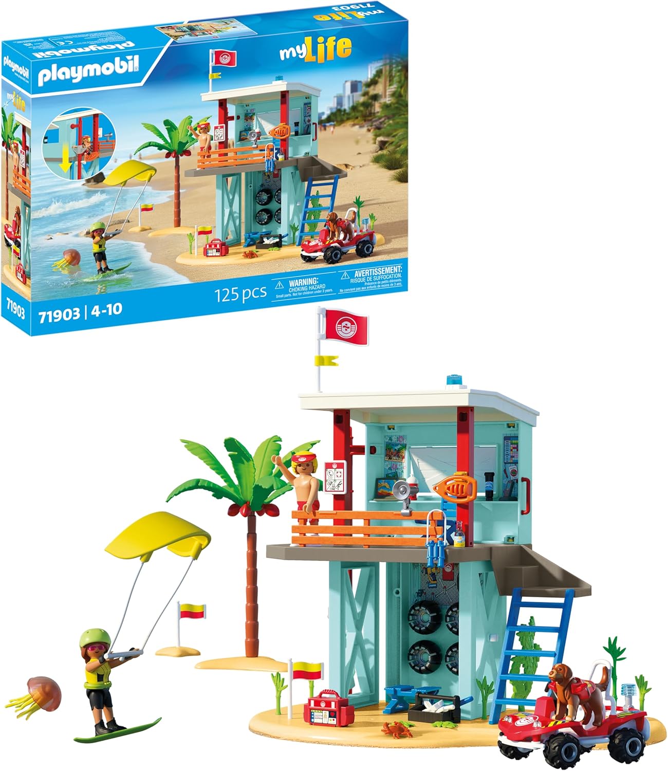 PLAYMOBIL 71903 rettungsturm mit beach buggy