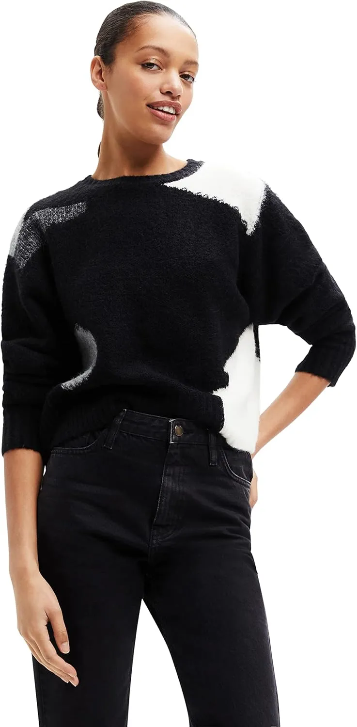 Desigual Damen Pullover - Strickpullover mit geometrischem Design 22WWJF142000 GR. M