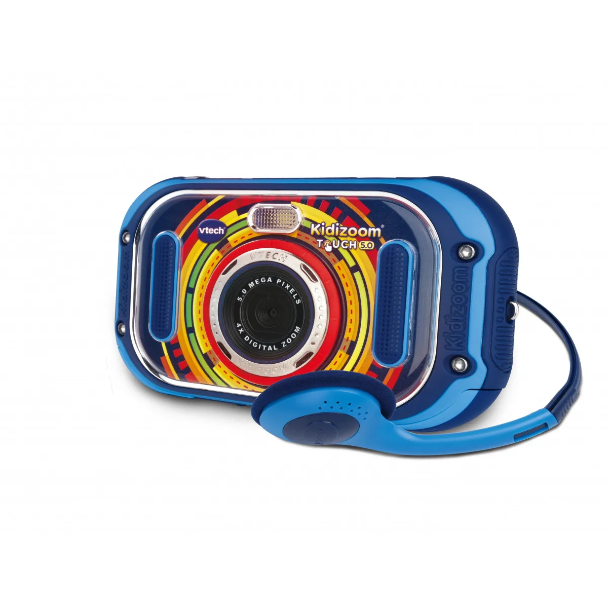 VTech KidiZoom Touch 5.0 Kinderkamera blau mit 5 MP Frontkamera, Touch-Display, 4×Digital-Zoom, Micro-SD, Spiele & Fotoeffekte, ab 5 Jahren,