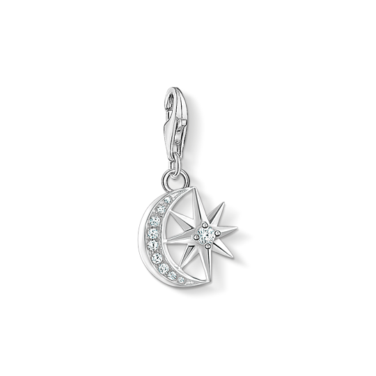 Thomas, Sabo, Anhänger, Charm-Club, Stern, &, Mond, 925, Sterling, Silber, Zirkonia, Weiß, 1794-051-14, Zubehor, Ohrring, Schmuck, Anhänger, Silber
