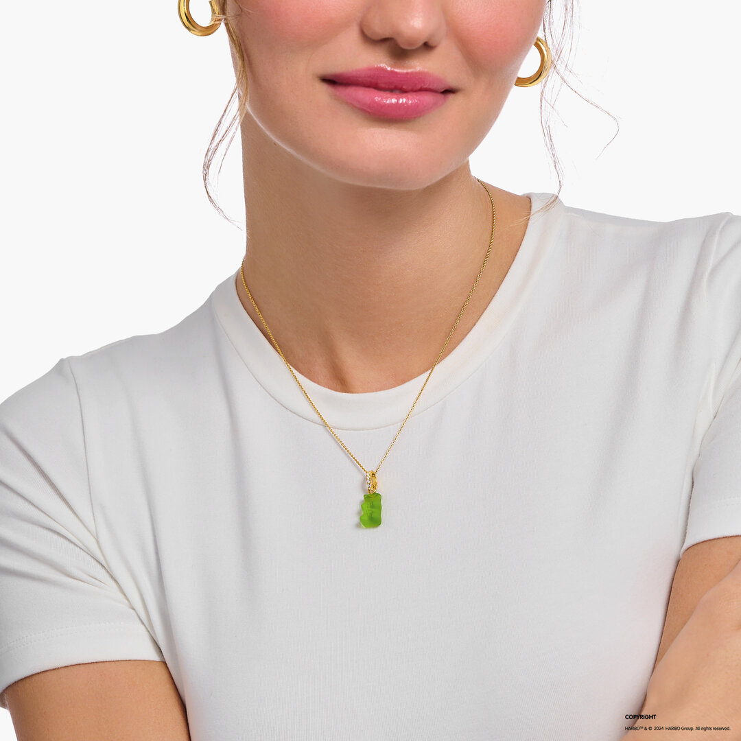 Thomas Sabo Kette Haribo Mit Anhänger Goldbär Länge 45 Cm Grün Gold KE2209-414-6-L45V Zubehor, Anhänger, Schmuck, Halskette