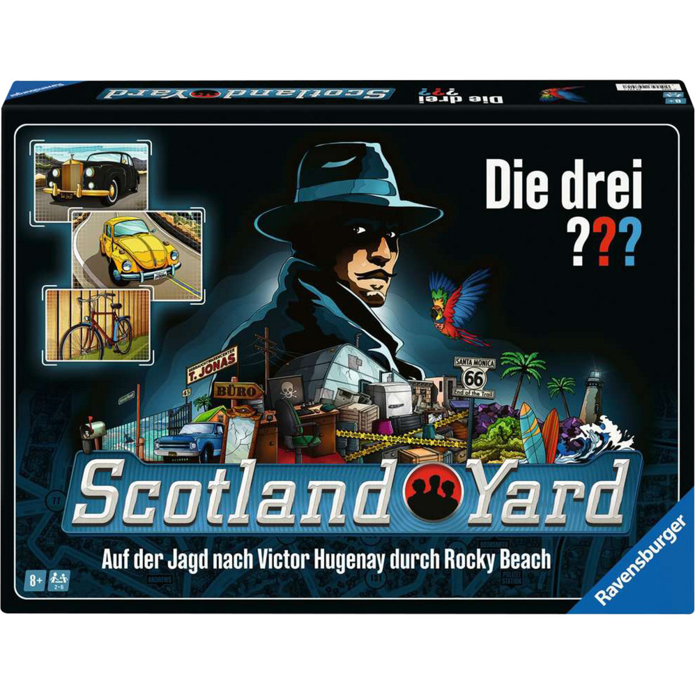 Ravensburger 24741 Die drei ??? Scotland Yard Der Spieleklassiker für Ravensburger 24741 Die drei ??? Scotland Yard Der Spieleklassiker für 2 6 Personen ab 8 Jahren mit den Kult Dete Person, Auto, Hut, Rad, Gesicht