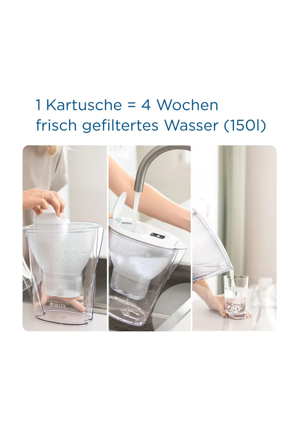 BRITA Marella - Wasserfilter-Kanne 2,4 l, Blau, inkl. 3 MAXTRA PRO Kartuschen