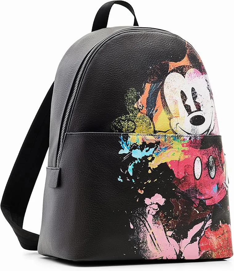 Desigual Damen Rucksack - Schwarzer Rucksack mit Disney Mickey Mouse Print 23SAKP132000