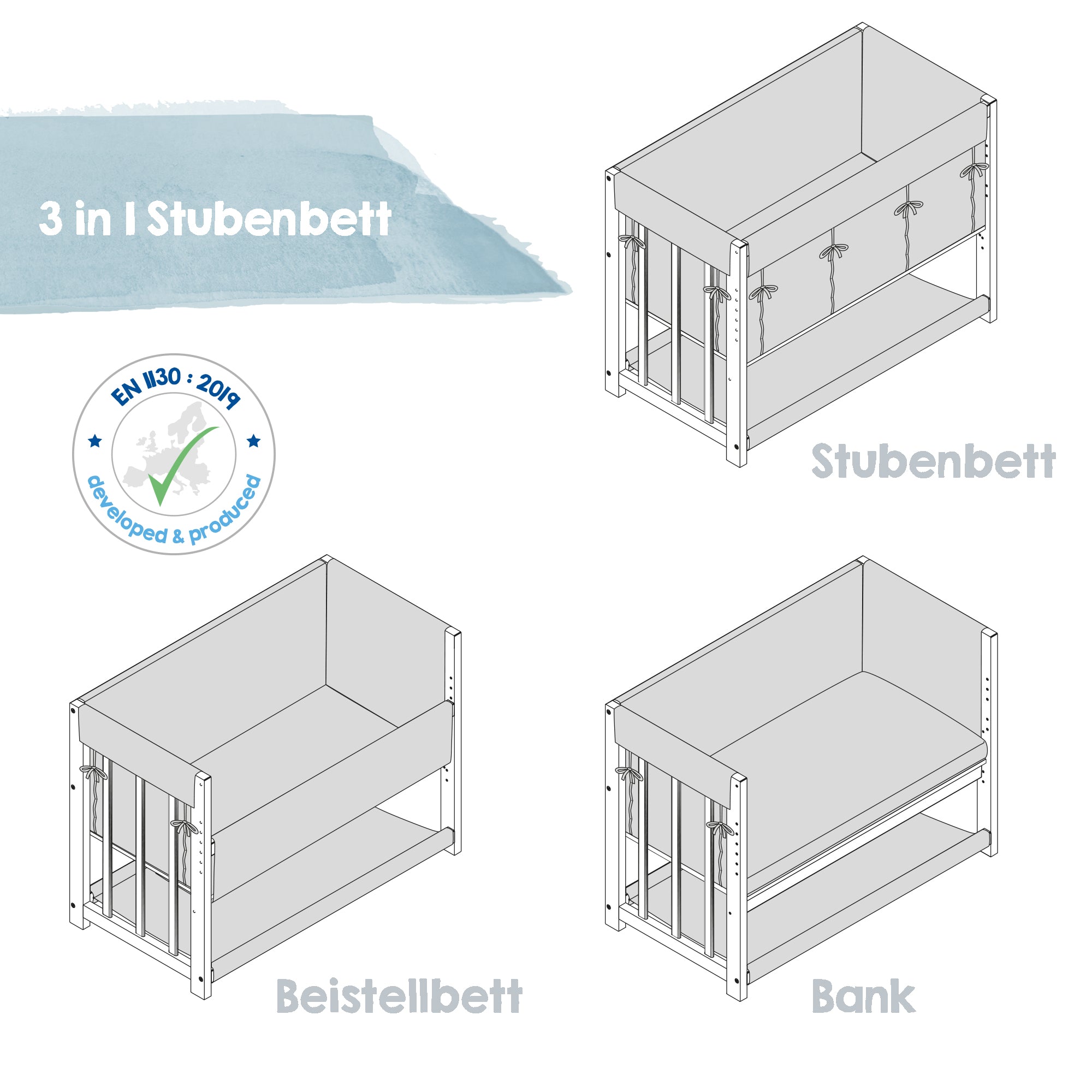 Roba 289153WEV190 Stubenbett 3in1 Little Stars weiß – Stubenbetten - Produktbild 4
