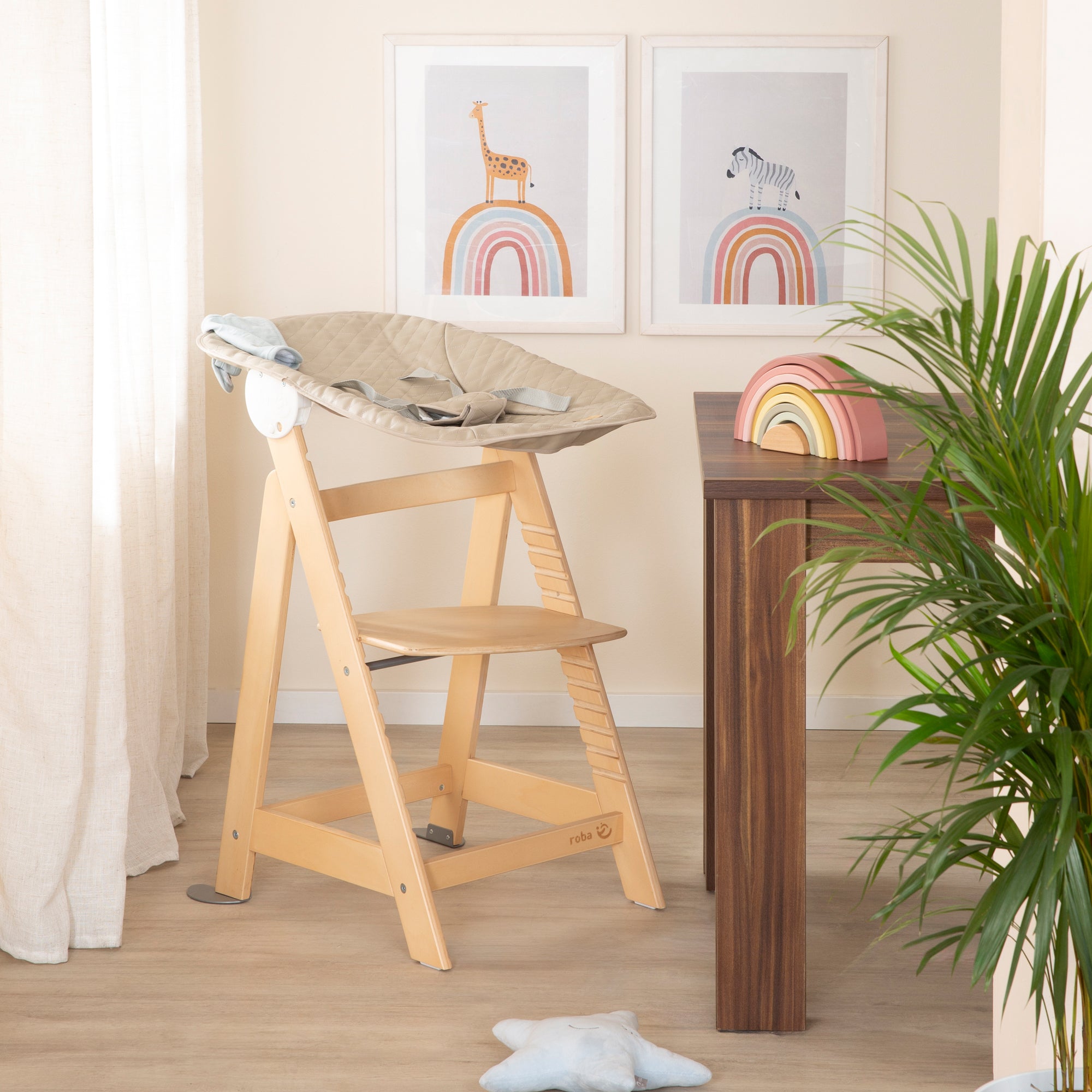 Roba 75063NAL245 Treppenhochstuhl, Set 2in1 Greyish natur lackiert - Produktbild 4