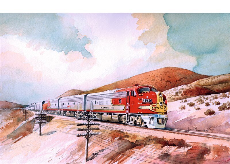 LGB L20581 Diesellokomotive F7 A-Unit von EMD der SF Eisenbahn, Zug, Transport, Fahrzeug, Lokomotive