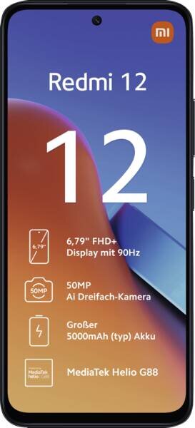 Xiaomi_Redmi_12_128GB_Midnight_Black, Elektronik, Telefon, Handy