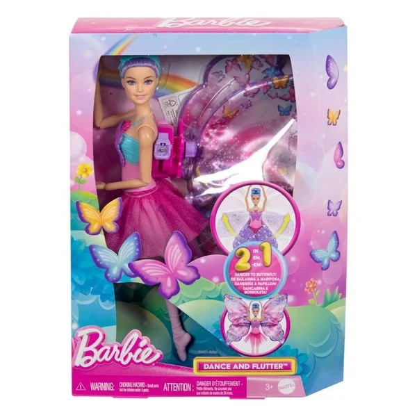 Barbie® Tanz & Flatter Puppe - 2-in-1 Verwandlung von Tänzerin zu Schmetterling, violettes Haar, HXJ10 Barbie® Tanz & Flatter Puppe - 2-in-1 Verwandlung von Tänzerin zu Schmetterling, violettes Haar, HXJ10