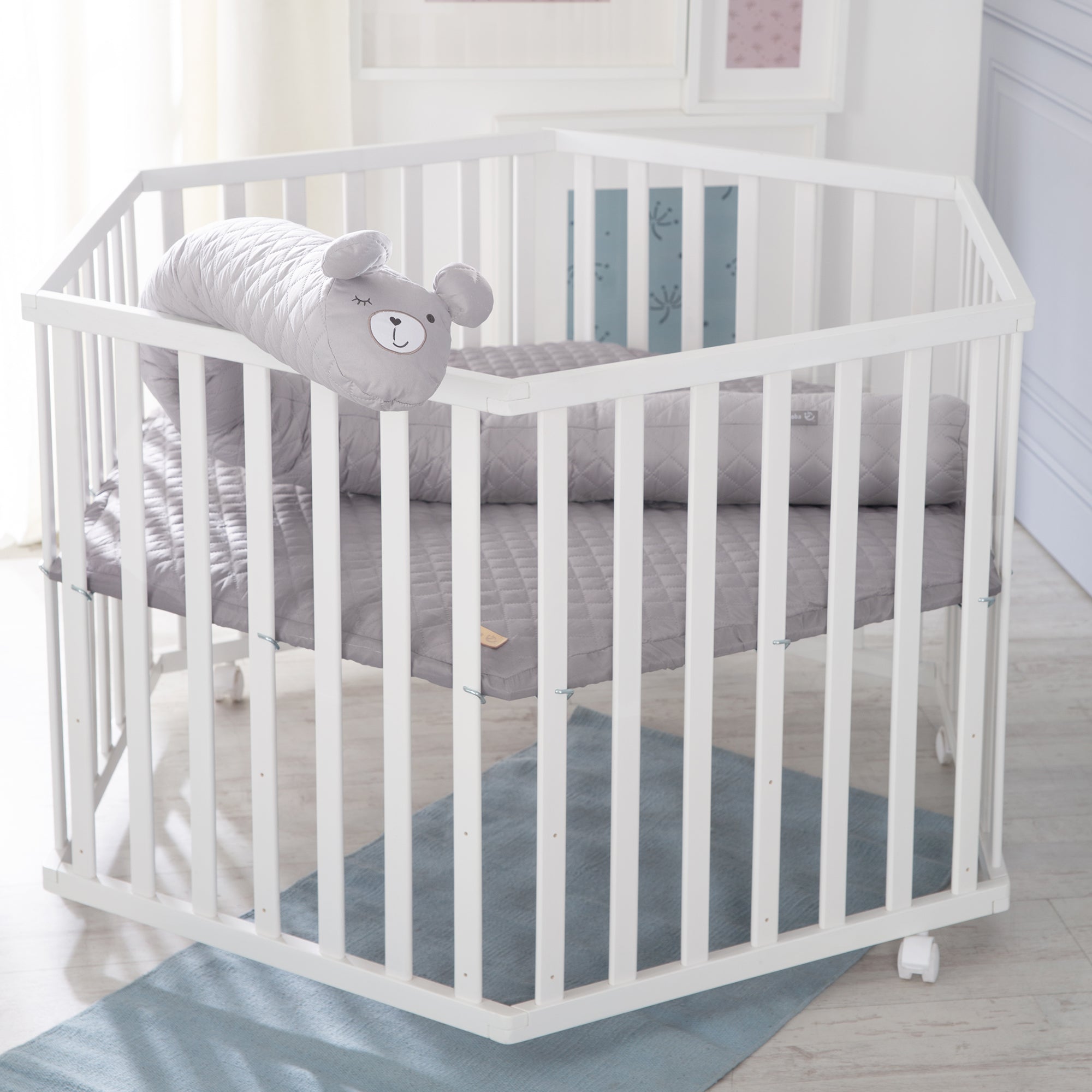 Roba 202500WEV2301 Set Laufgitter inkl. Bettschlange grau weiß - Produktbild 5