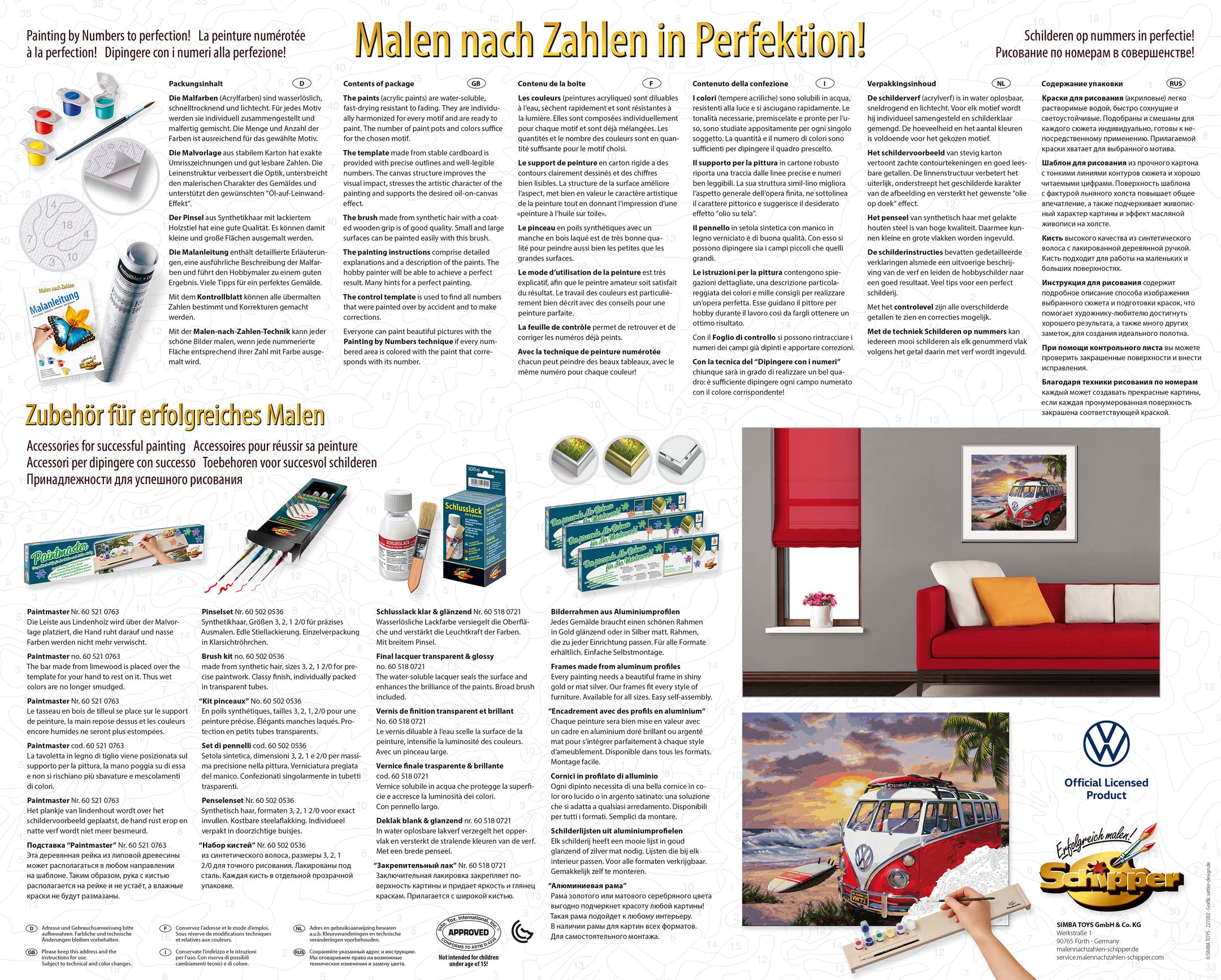 Schipper Mnz - Volkswagen T1 - Kultauto Als Malset Auf Leinwand 609130861 Werbung, Plakat, Seite, Text, Couch