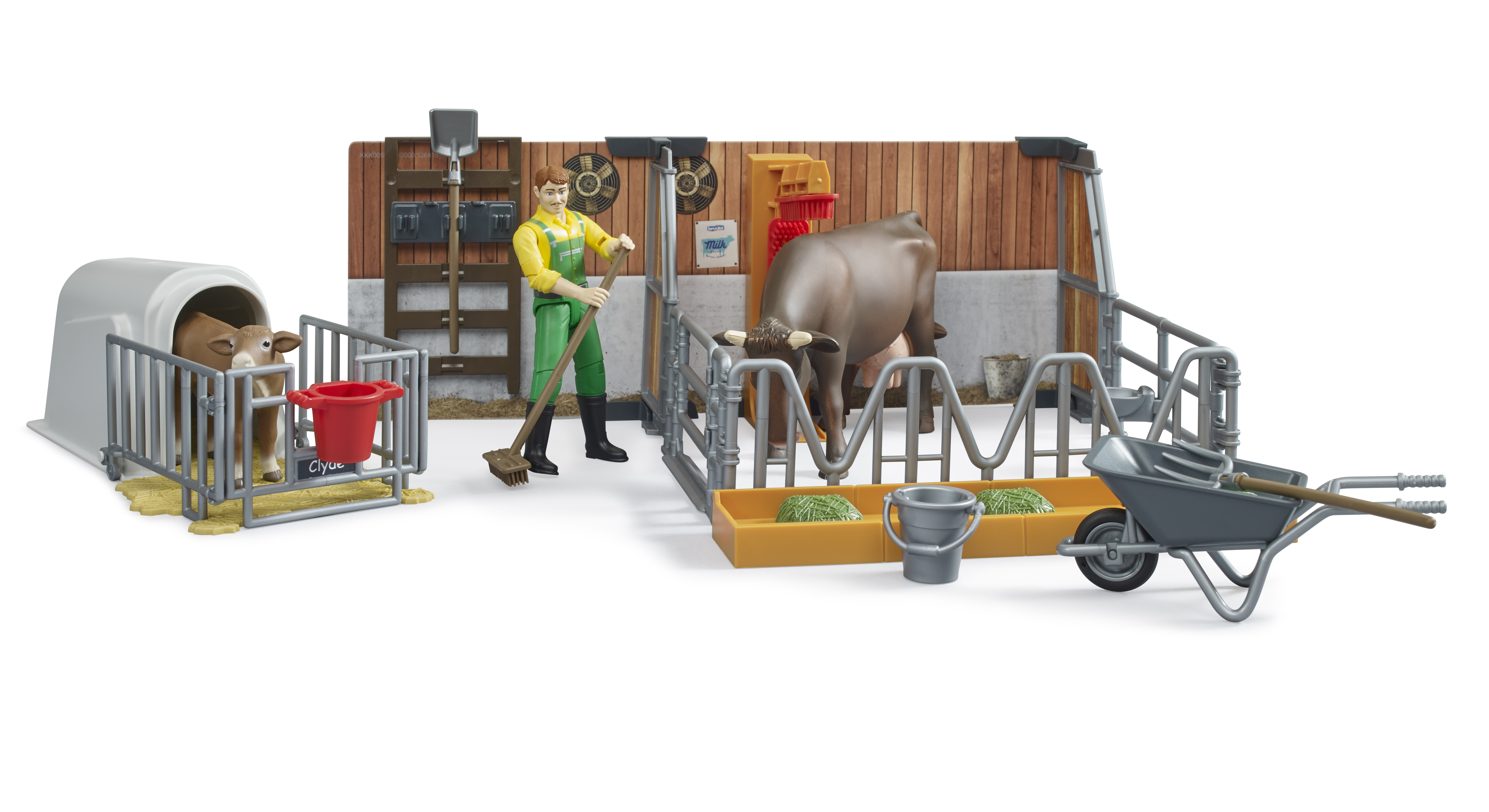BRUDER 62611 - Bworld Kuh- und Kälberstall mit Landwirt, Kuh und Kalb - Bild 4