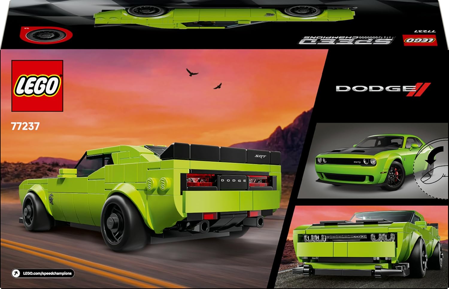 LEGO 77237 Speed Champions Dodge Challenger SRT Hellcat Sportwagen-Bauset LEGO Speed Champions 77237 Dodge Challenger SRT Hellcat gelbes Muscle-Car mit Rennfahrer-Minifigur