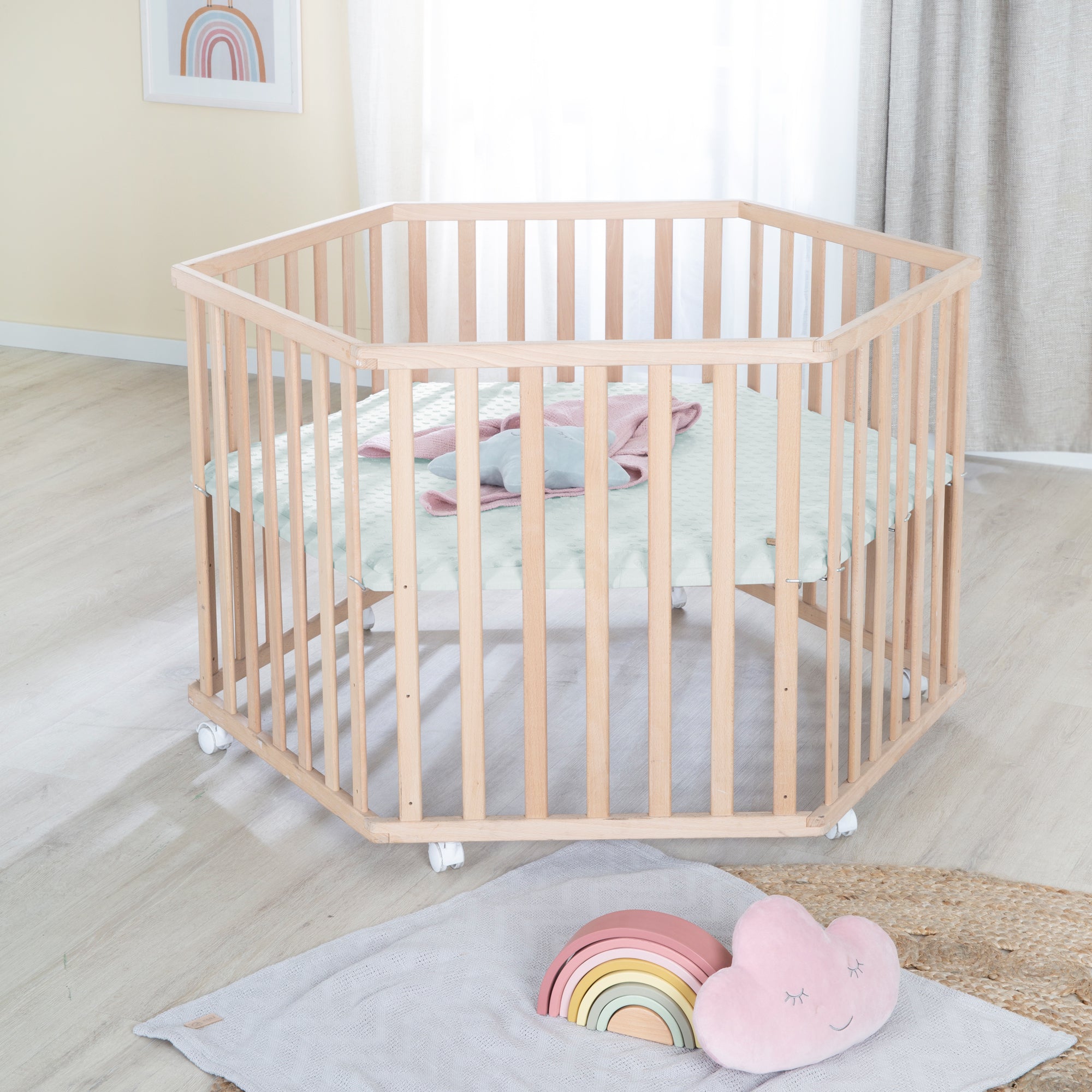 Roba 0232NAG240 Laufgitter 6-eckig Lil Planet grün Bio Buche natur - Produktbild 2