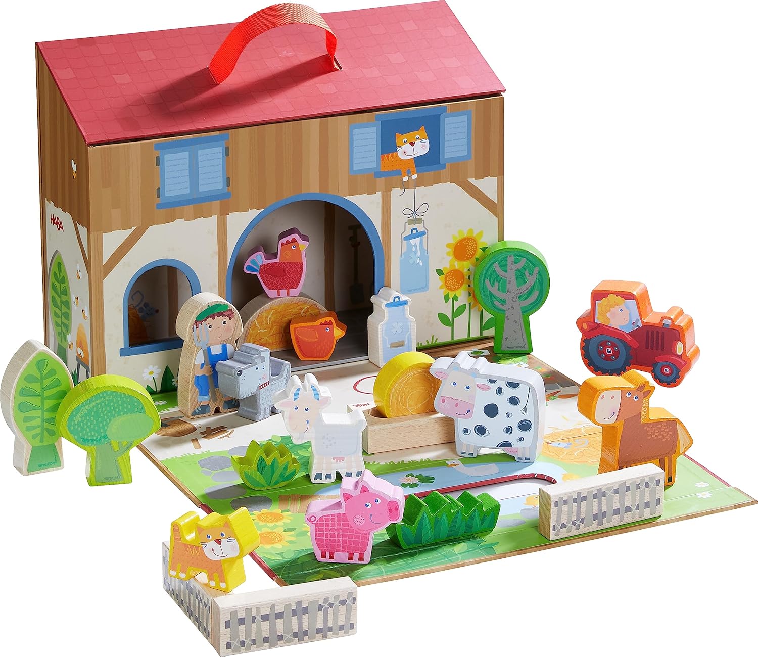 Haba Spielwelt Bauernhof aus Holz mit Tieren und Bauernhaus 1306940001 Spielbereich, Spielbereich