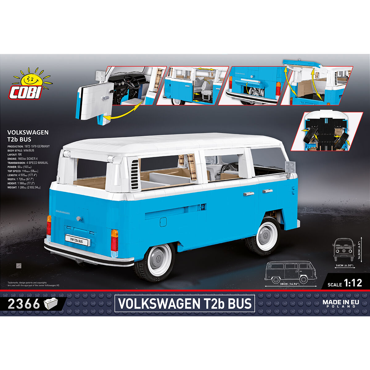 COBI 24362 - VW Transporter T2B BUS SCALE 1:12 - Bild 4
