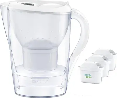 BRITA Marella - Wasserfilter-Kanne Weiß 2,4 l Starterset inkl. 3× MAXTRA PRO