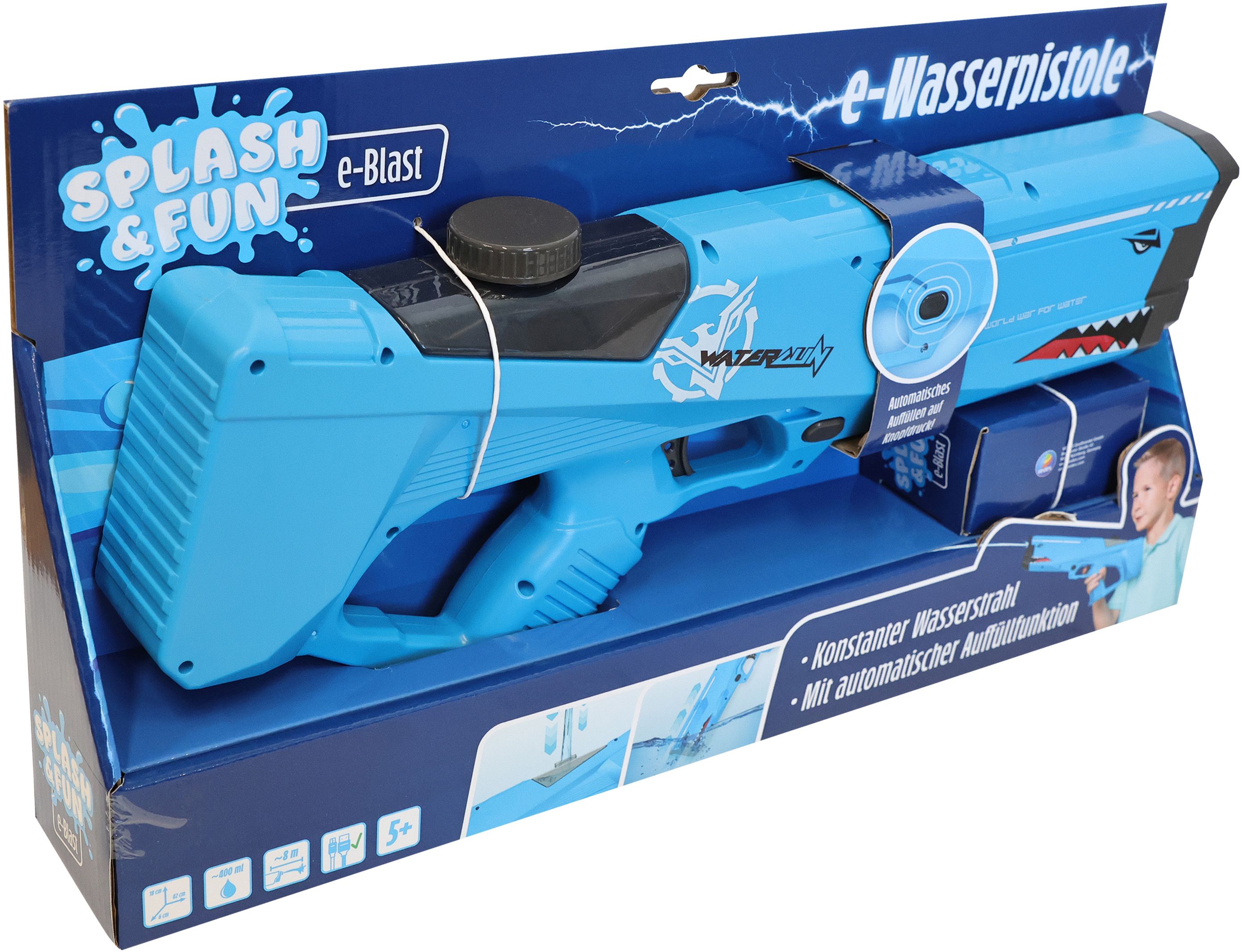 Splash & Fun Wasserpistole ''Hai'' 42 cm, elektrisch Spielzeug, Person