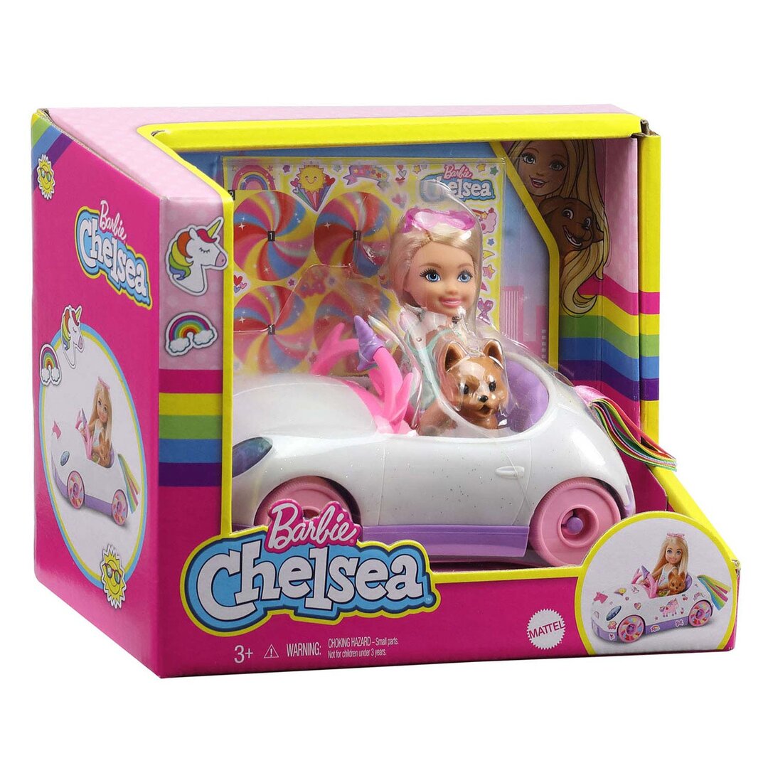 Barbie_Chelsea_Einhorn-Auton_GXT41, Figur, Puppe, Spielzeug, Gesicht, Rad