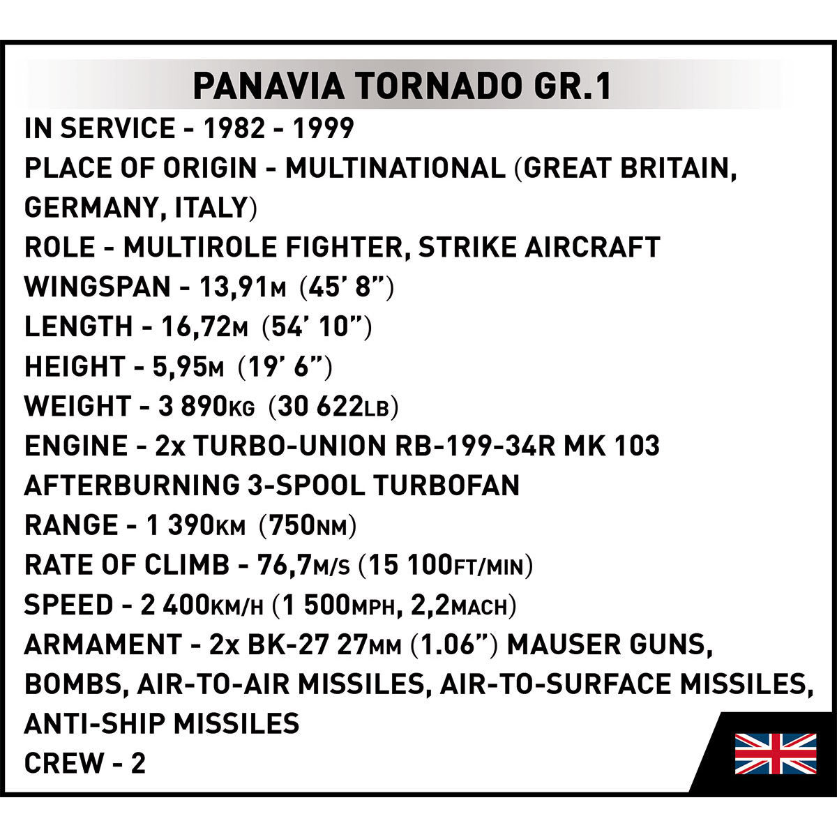 COBI 5852 - Panavia Tornado GR.1 SCALE 1:48 - Bild 15