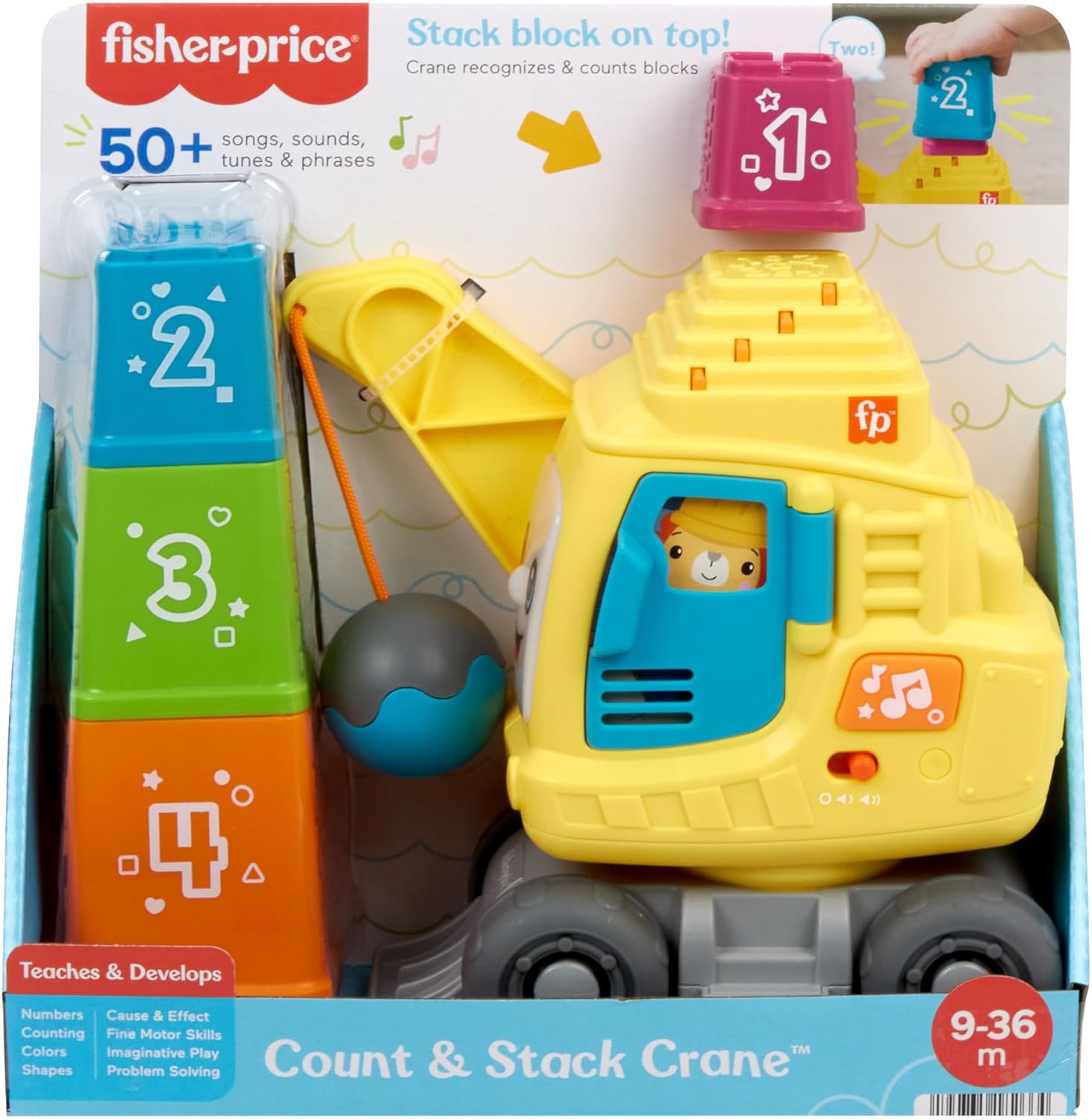 Fisher-Price Count & Stack Kran – Interaktives Lernspielzeug für Babys (HXF48)