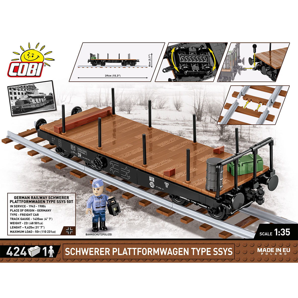 COBI 6284 - GERMAN RAILW. SCHW. PLATTW. SCALE 1:35 - Bild 4