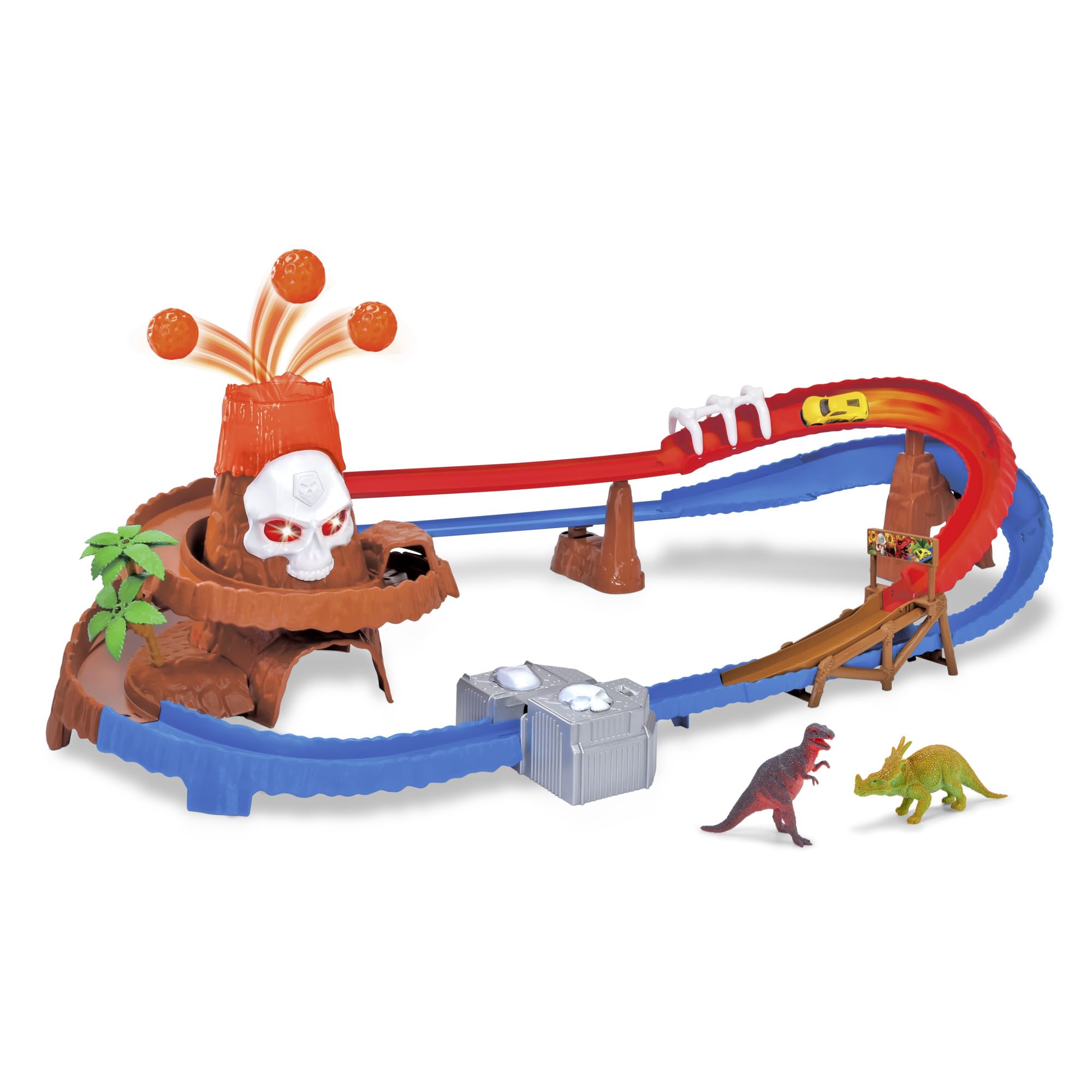 Dickie Skull Vulcano Track Set – Abenteuer-Rennbahn mit Licht. Sound & Dino-Zubehör 203336000