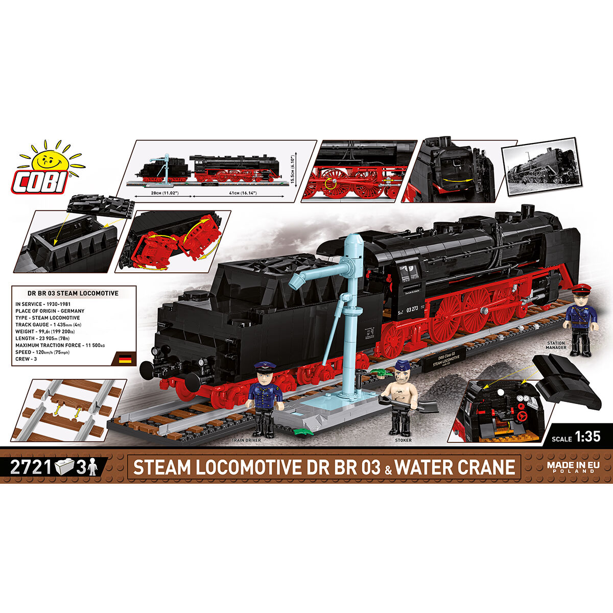 COBI 6286 - DR BR 03 STEAM Locomotive & Watercrane - Bild 4