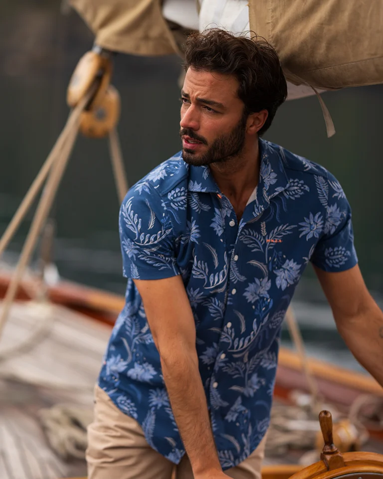 NZA 26CN588SNS/XXL Hemd - Kurzarm / Blau / Blumen - XXL