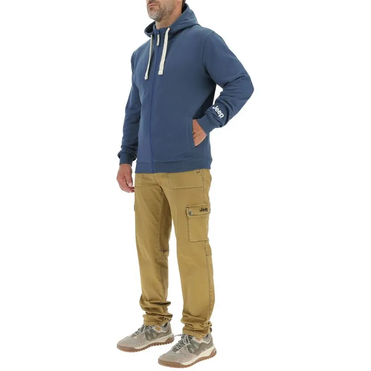 JEEP Herren Kapuzenjacke O103180BL - Dunkelblaue Sweatjacke mit Jeep-Star-Print und Reißverschluss GR. XXL