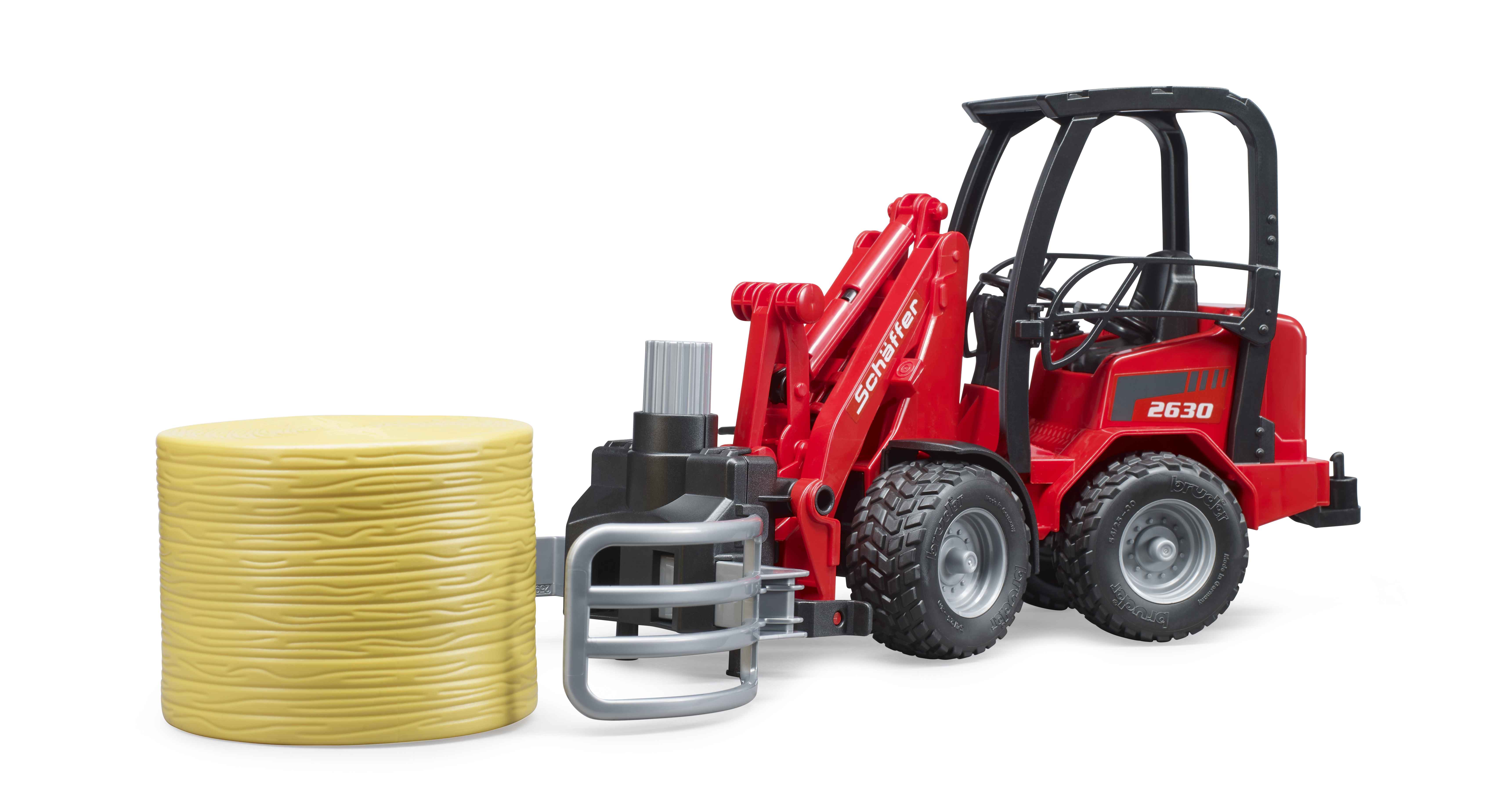 BRUDER 02192 - Schäffer Hoflader 2630 mit Ballengreifzange mit 1 Rundballen - Bild 4
