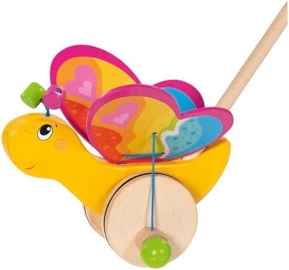 GOKI 54841 Schiebetier Schmetterling LaBelle - Holz-Schiebespielzeug ab 18 Monaten