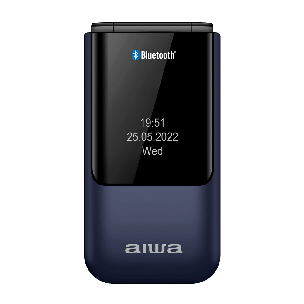 Aiwa_FP-24DB_BLAU_Großtasten_Bluetooth_Seniorenhandy,_Klapphandy,_Dual-SIM,_Farbdisplay,_SOS,_Notruf,_32MB_ROM,_32MB_RAM,_GPRS,_GSM, Elektronik, Handy, Telefon