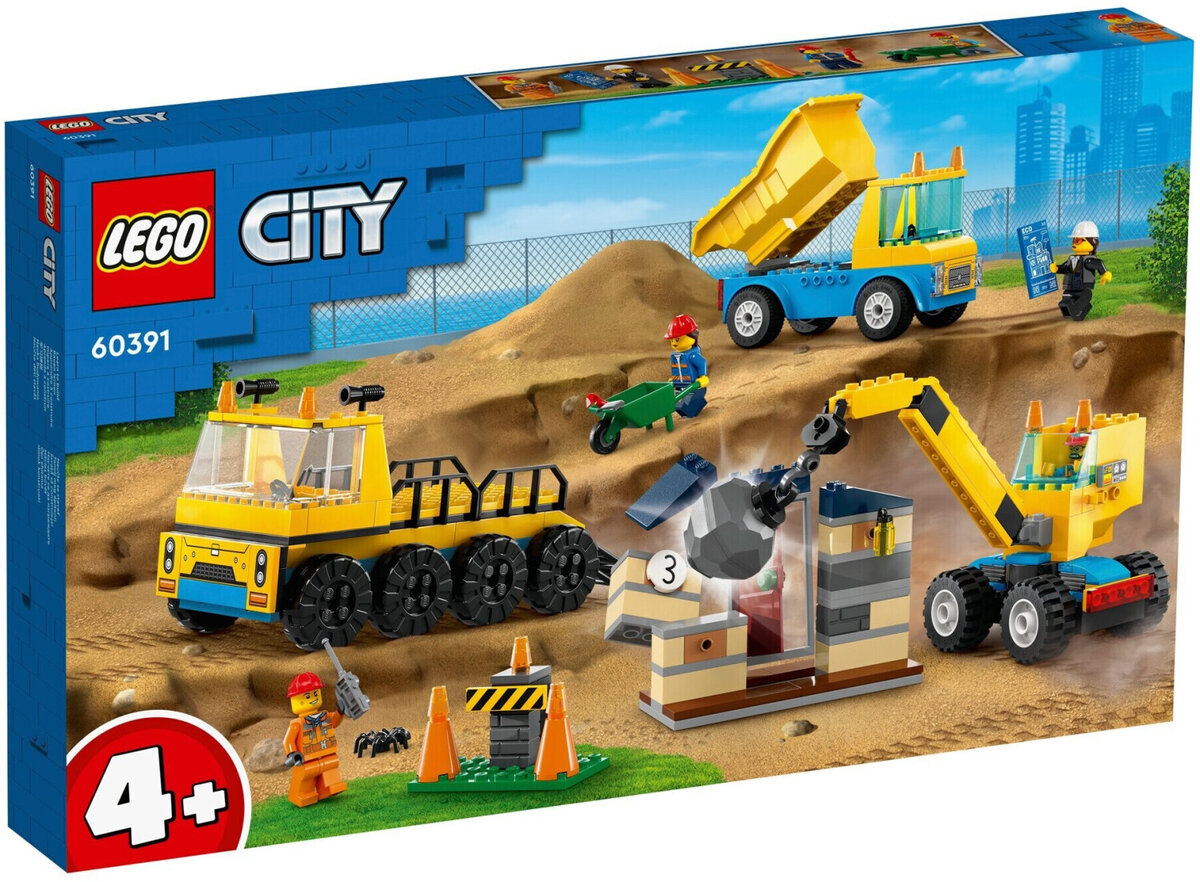 LEGO 60391 City - Baufahrzeuge und Kran mit Abrissbirne LEGO, 60391, City, -, Baufahrzeuge, und, Kran, mit, Abrissbirne, Maschine, Rad, Person, Spielzeug