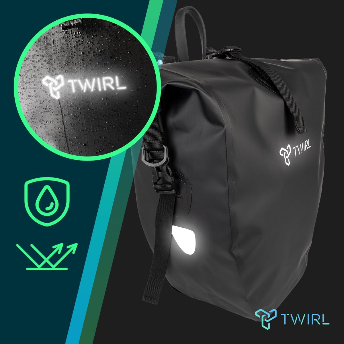 TWIRL 123200 – Gepäckträgertasche CARRY S 22 L Schwarz