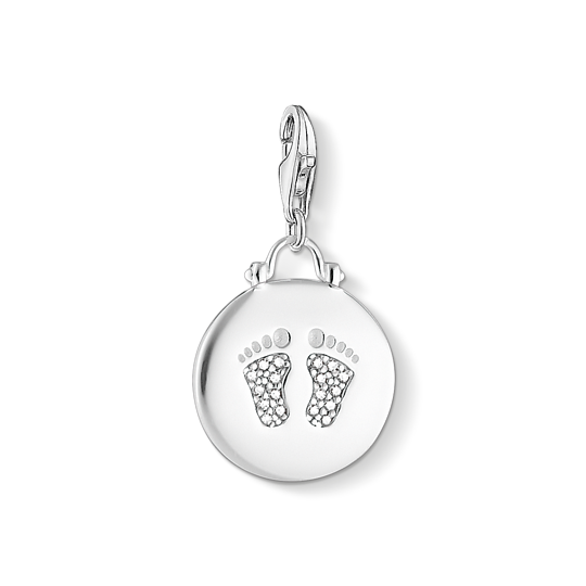 Thomas, Sabo, Anhänger, Charm-Club, Coin, Baby, Fußabdruck, 925, Sterling, Silber, Zirkonia, Weiß, 1692-051-14, Zubehor, Anhänger, Ohrring, Schmuck