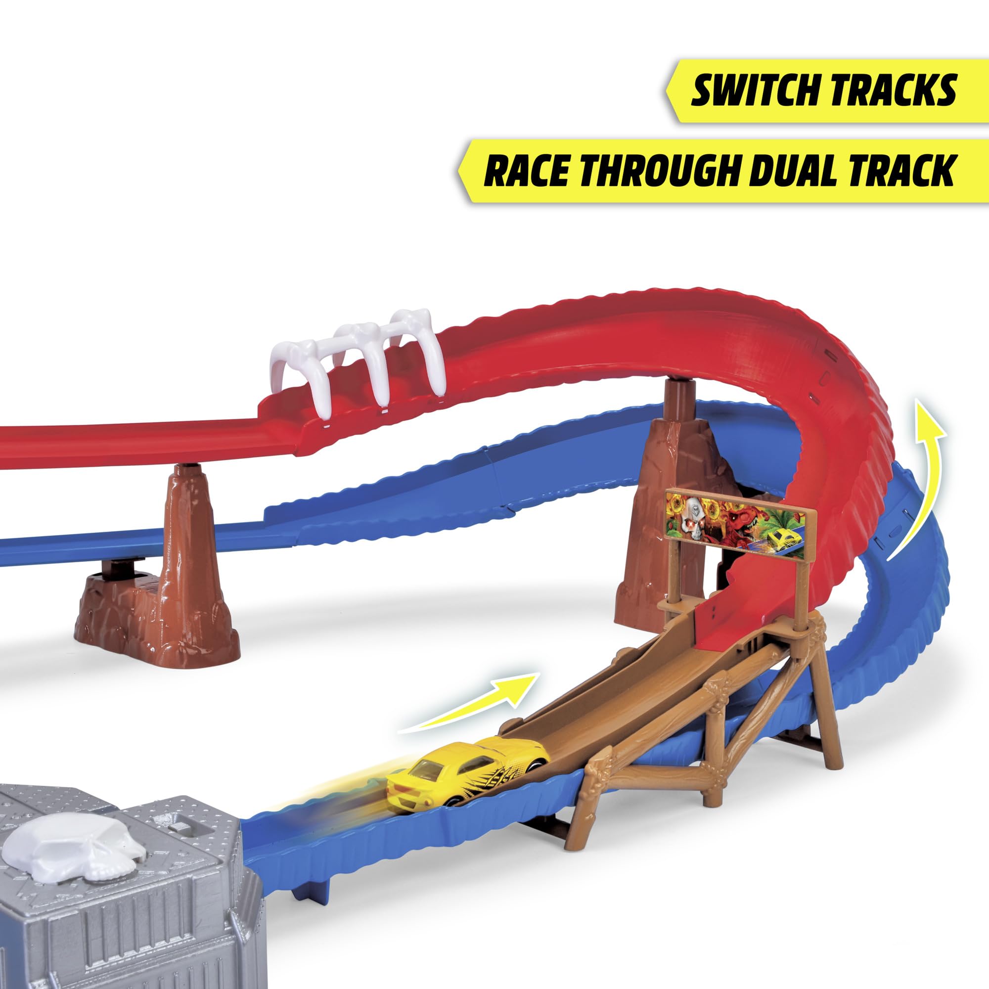 Dickie Skull Vulcano Track Set – Abenteuer-Rennbahn mit Licht. Sound & Dino-Zubehör 203336000