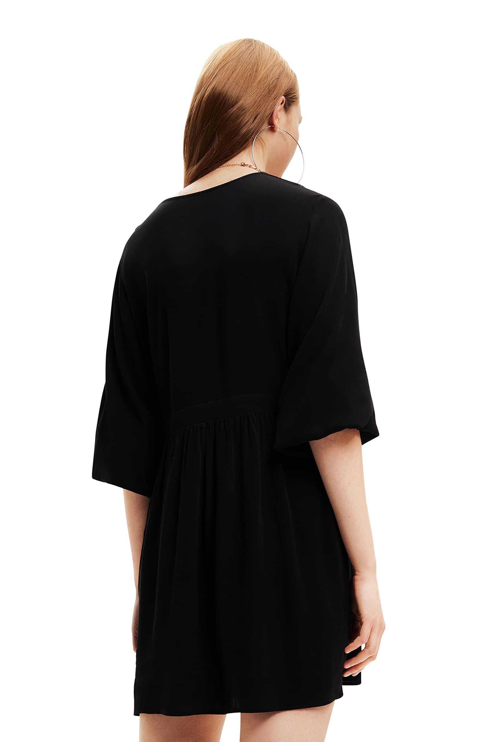 Desigual Damen Casual Dress - Langarmkleid mit geometrischem Muster. Schwarz GR. XXL