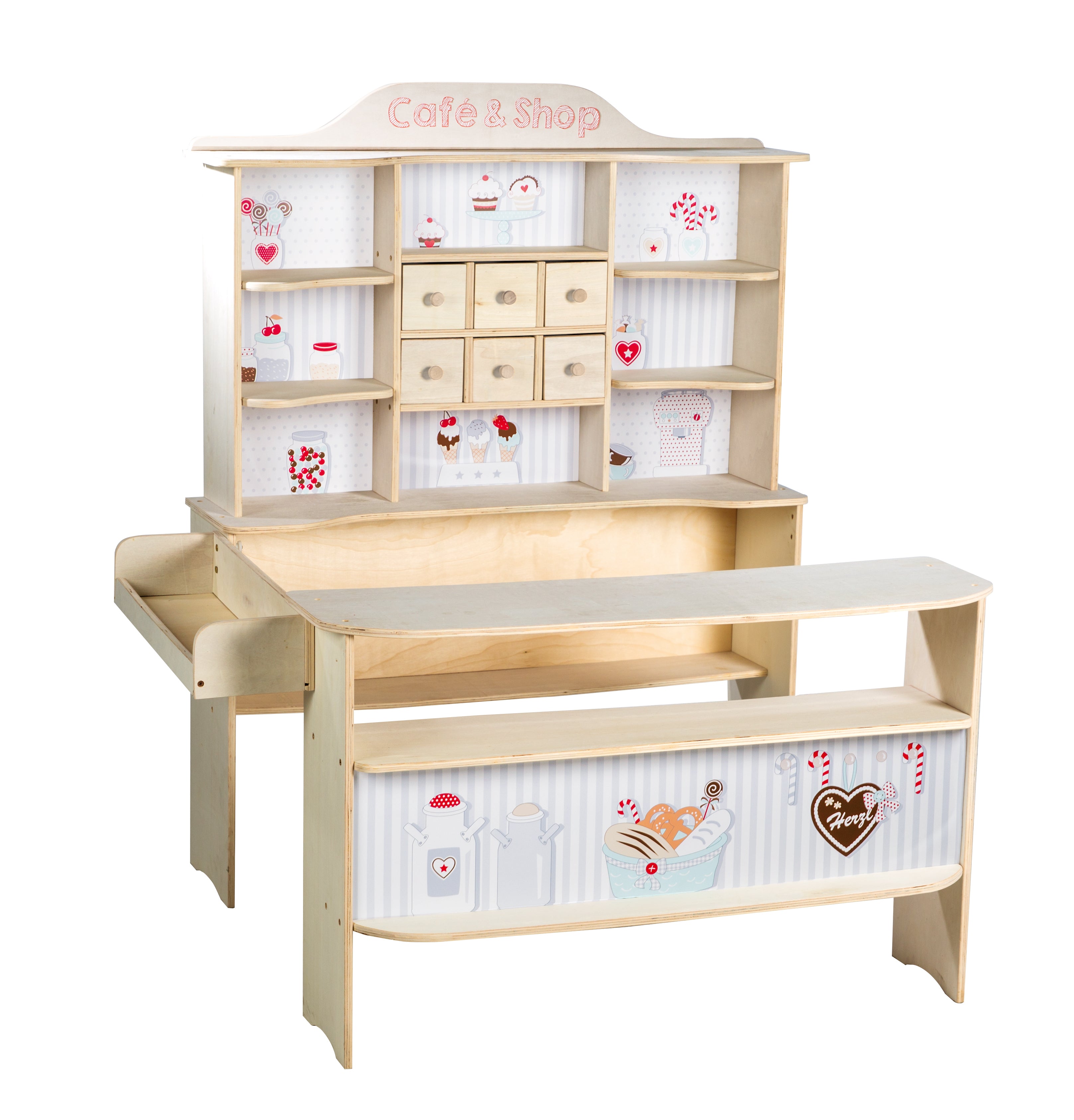 Roba 480020ZU Verkaufsstand mit Zubehör 9714 natur lackiert – Rollenspiel - natur lackiert - Rollenspiel - Produktbild 1