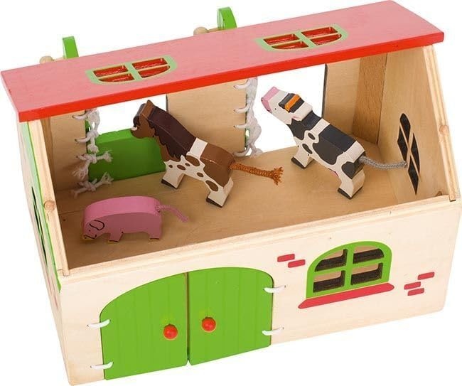 GOKI 58497 Mein Bauernhof – Spielset mit Figuren aus Holz