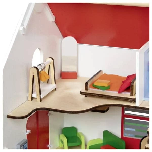 goki Tragbares Puppenhaus „Eco House“ - 54-teilig, Holz & Textil, ab 3 Jahren