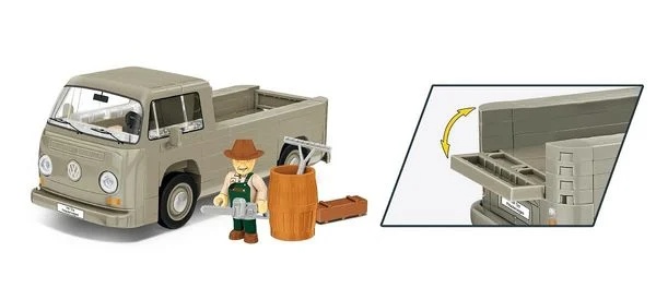COBI Volkswagen T2a Pritschenwagen - Legendärer Transporter im Maßstab 1:35 Kleintransporter, Transport, Lastwagen, Fahrzeug, Person