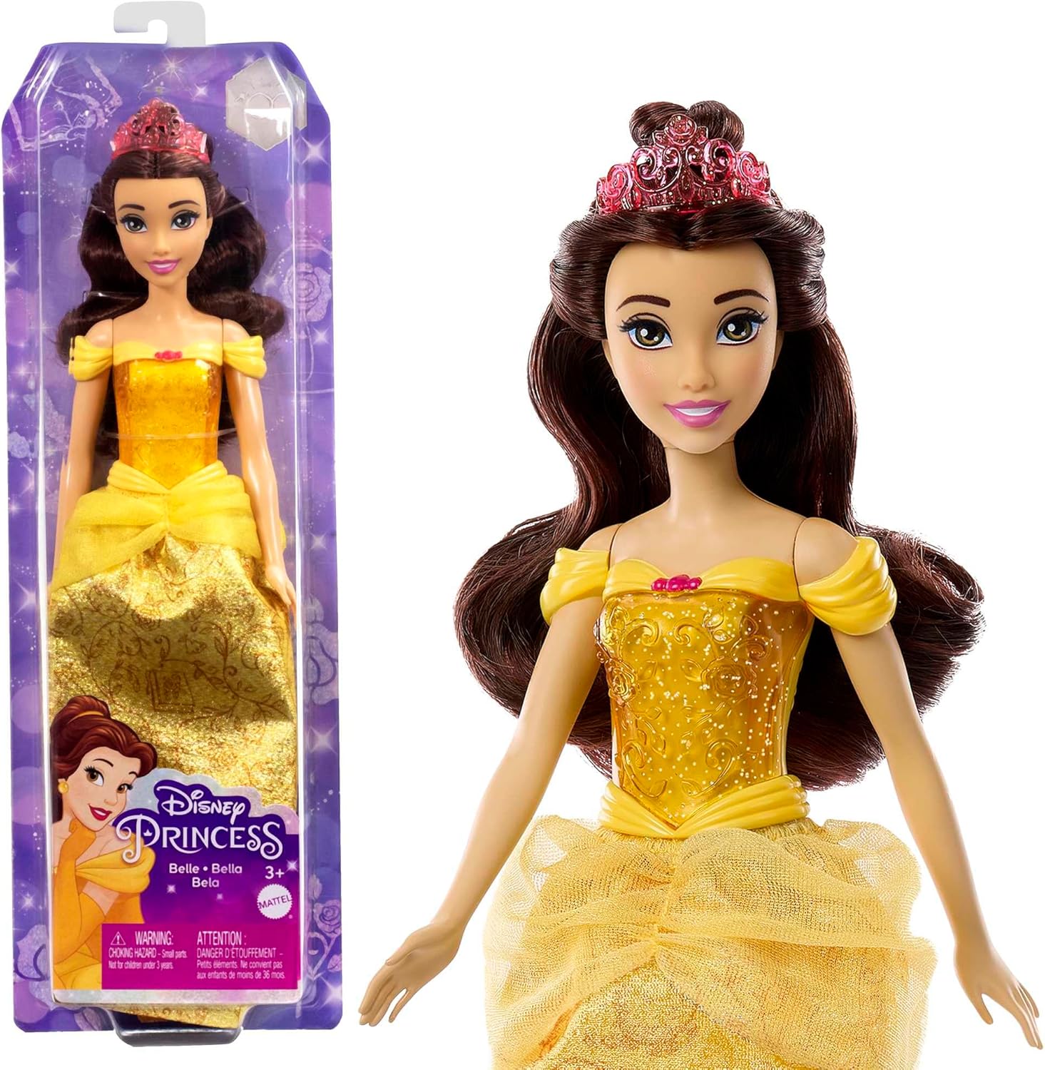 Disney, Princess, Belle, Modepuppe, Glitzer-Outfit, &, Styling-Spaß, HLW11, Puppe, Spielzeug, Figur, Barbie, Person