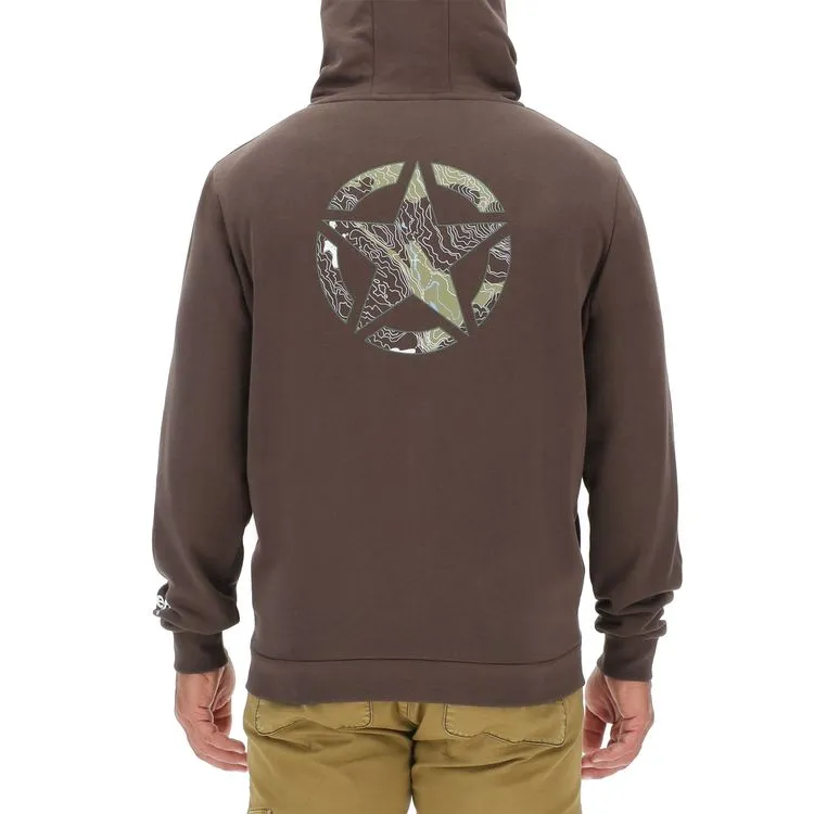 JEEP Herren Kapuzenjacke O103180BR - Dunkelbraune Sweatjacke mit Jeep-Star-Print und Reißverschluss GR. XXL
