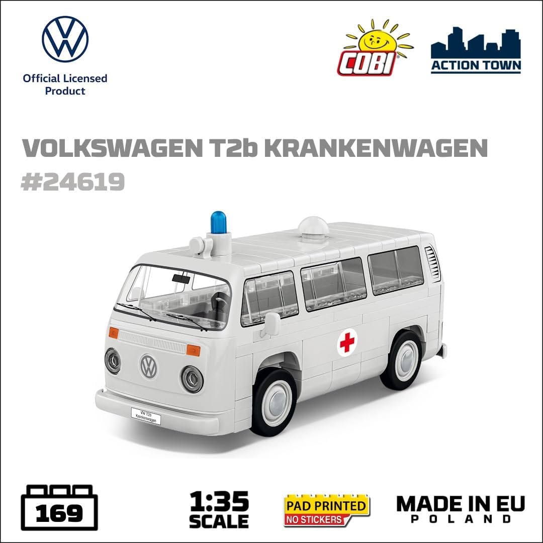 COBI Volkswagen T2b Krankenwagen - Legendäres Rettungsfahrzeug im Maßstab 1:35 24619 Logo, Lieferwagen, Fahrzeug, Auto, Symbol