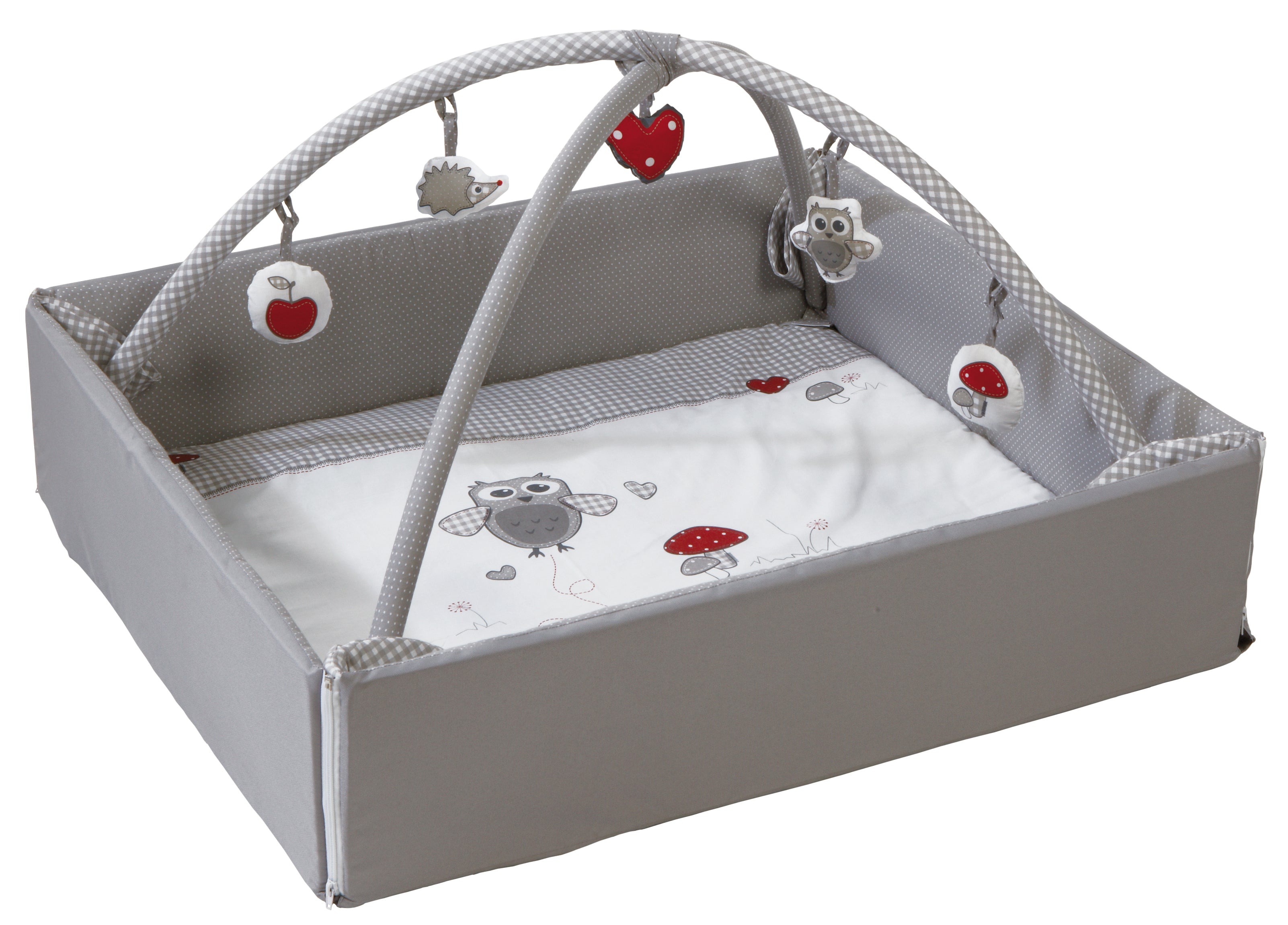 Roba 75001S148 Baby Nest mit Spielbogen Adam & Eule grau – Babynester - Produktbild 3